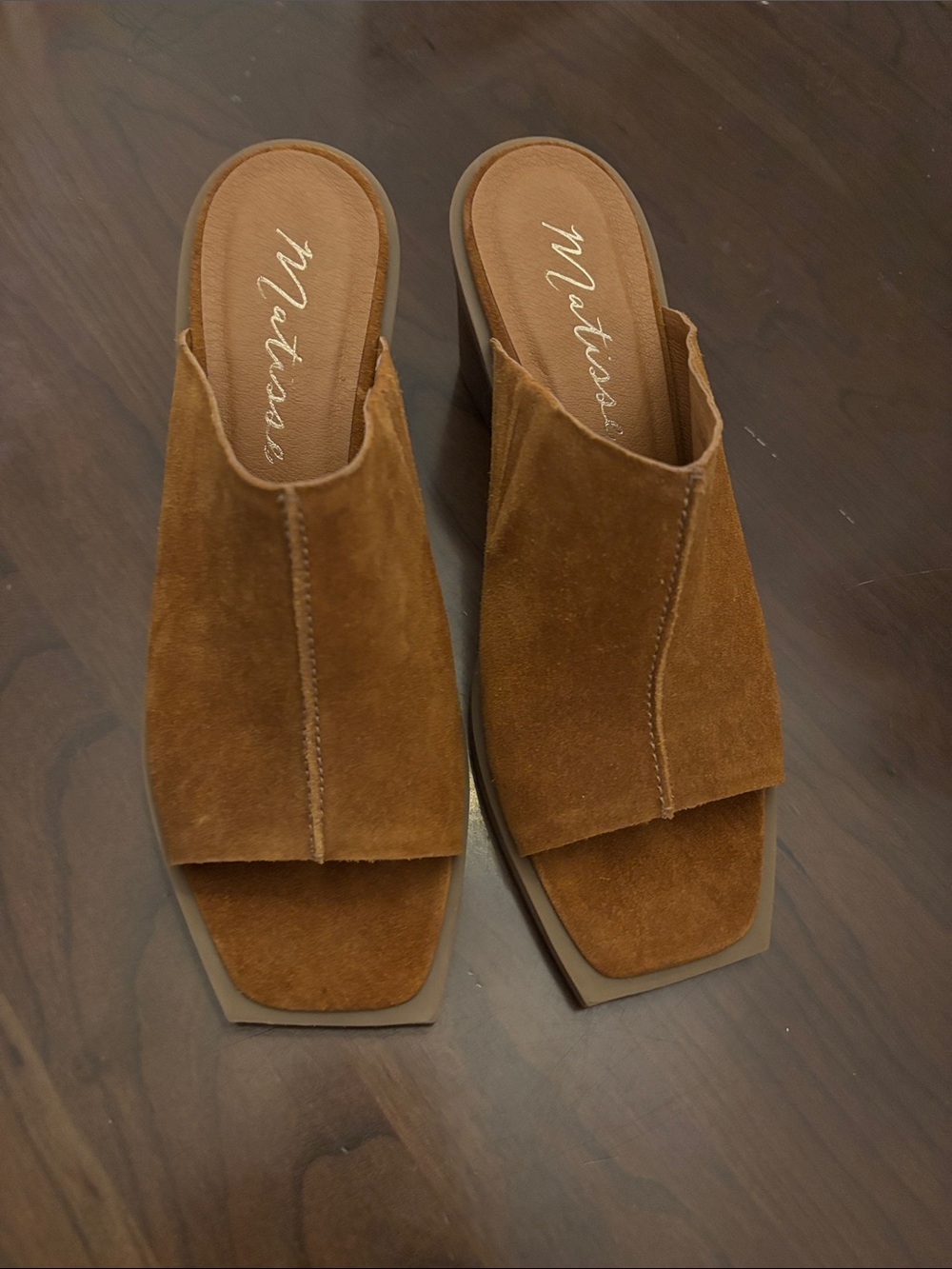 Matisse Tan Suede Open-Toe Slide Mules